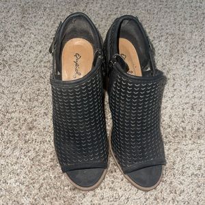 Black Qupid Peep Toe Booties